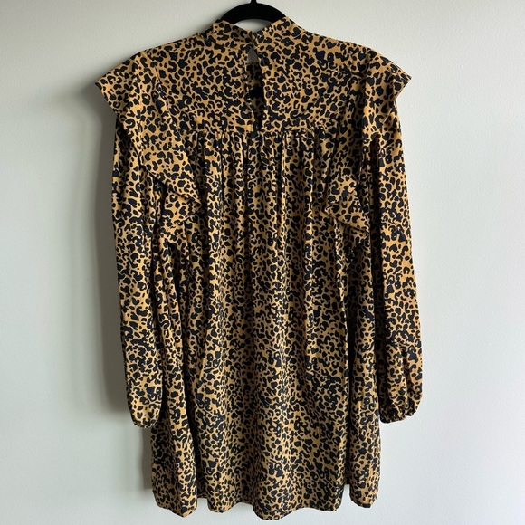 NWOT WAYF Pierce Leopard Long Sleeve Ruffle Dress Size Small - Picture 3 of 8